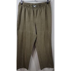 Soft Surroundings Dark Beige Pleated Front Pull On Pants Large Lightweight Soft